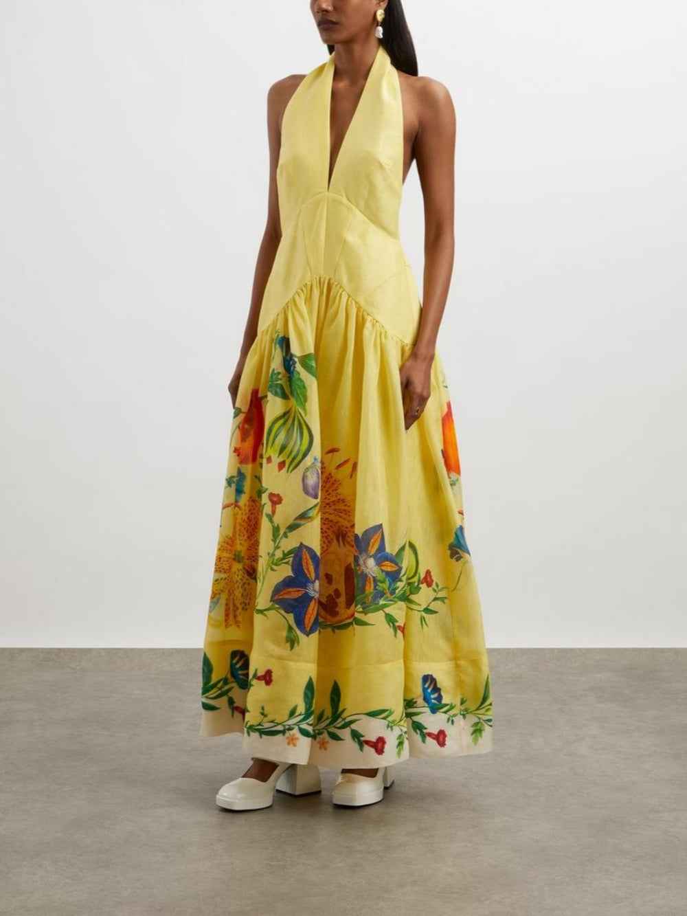 Trägerkleid mit Patchwork-Muster und Halter-Ausschnitt