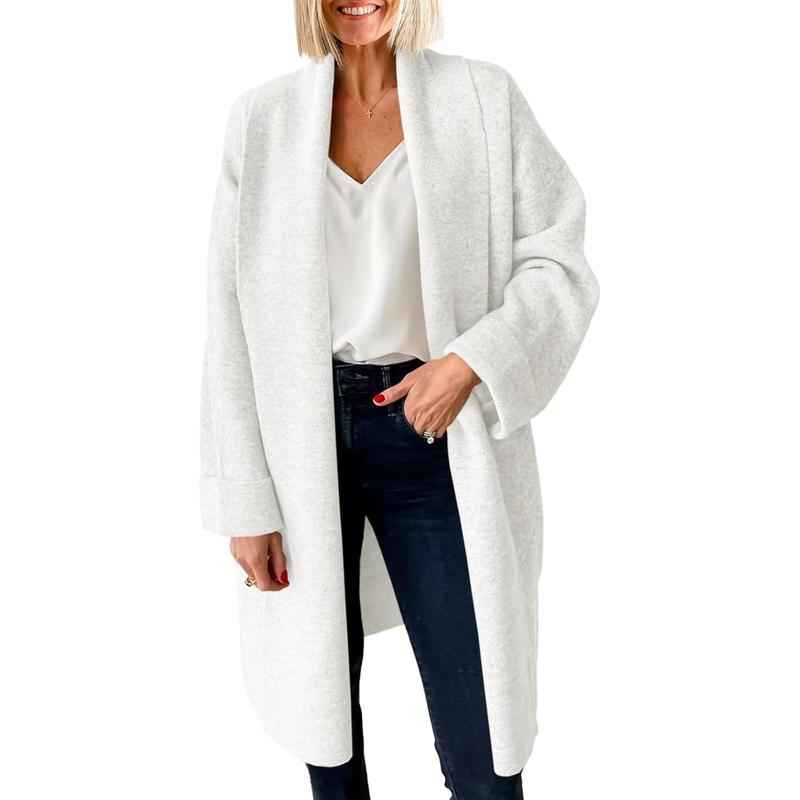 OLIVIENE™ Kuscheliger Grobstrick-Cardigan mit offener Front, Oversized-Langpassform