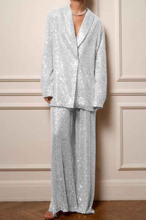 Glamouröses Sakko- und Hose-Set mit Pailletten
