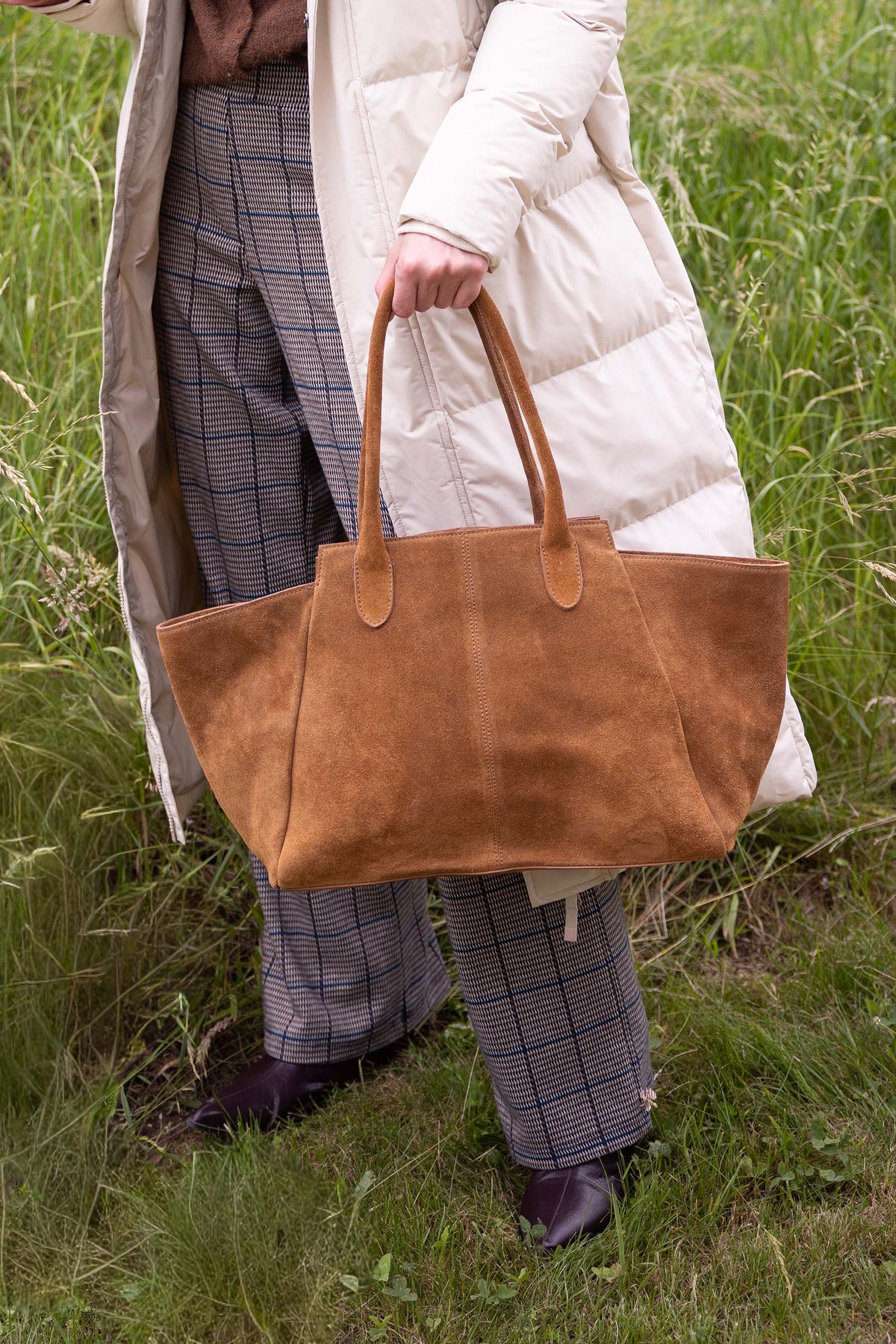Wildleder-Shopper-Tasche