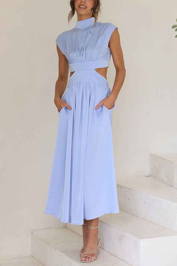 Quincy | Elegantes Midikleid mit Cut-Out-Detail und Taschen