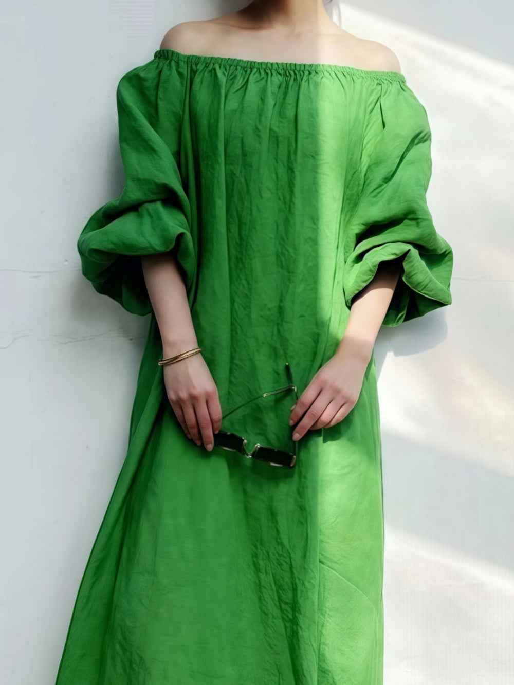 Lockere Off-Shoulder-Stretch-Casual-Kleid in Unifarben für einen schicken und bequemen Stil