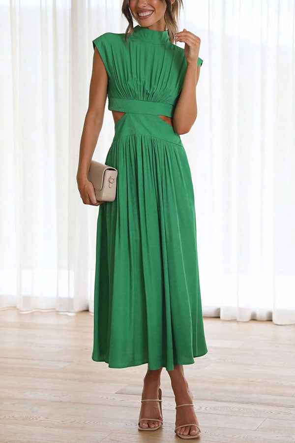 Quincy | Elegantes Midikleid mit Cut-Out-Detail und Taschen