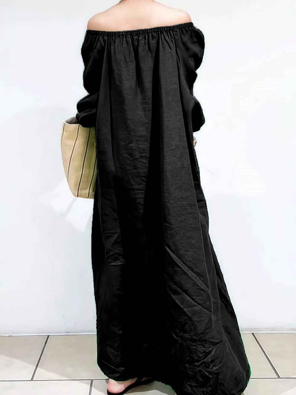 Lockere Off-Shoulder-Stretch-Casual-Kleid in Unifarben für einen schicken und bequemen Stil