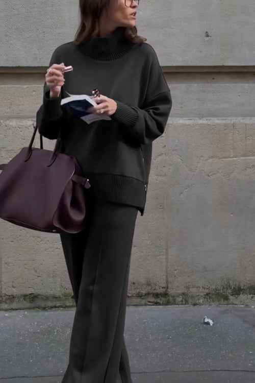 Long Sleeve Sweatshirt Casual Pocket Trousers Two-piece Set