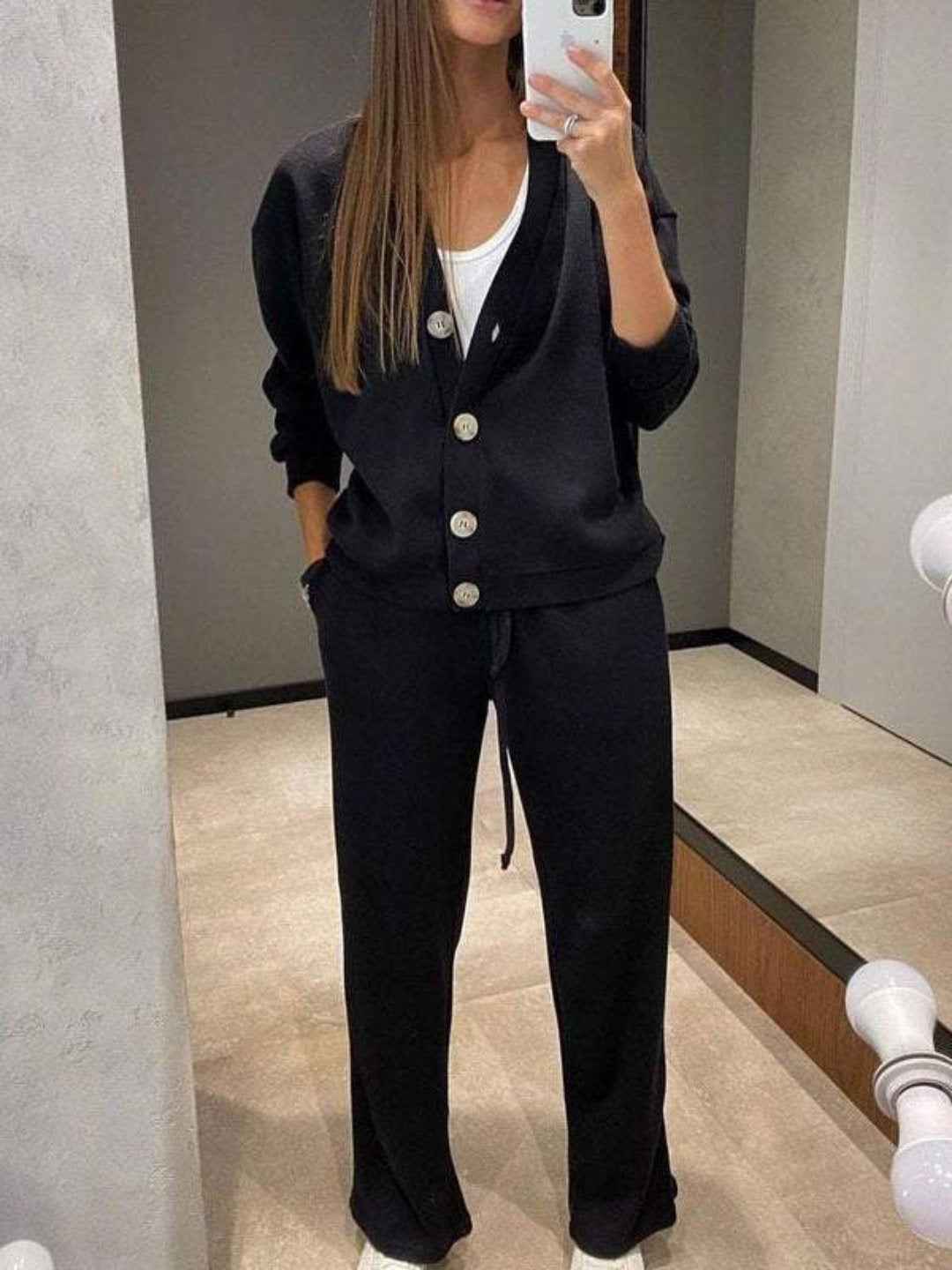 Kylie | Damen-Set mit lockerem Cardigan und verstellbarer Pull-on-Hose für ultimativen Komfort