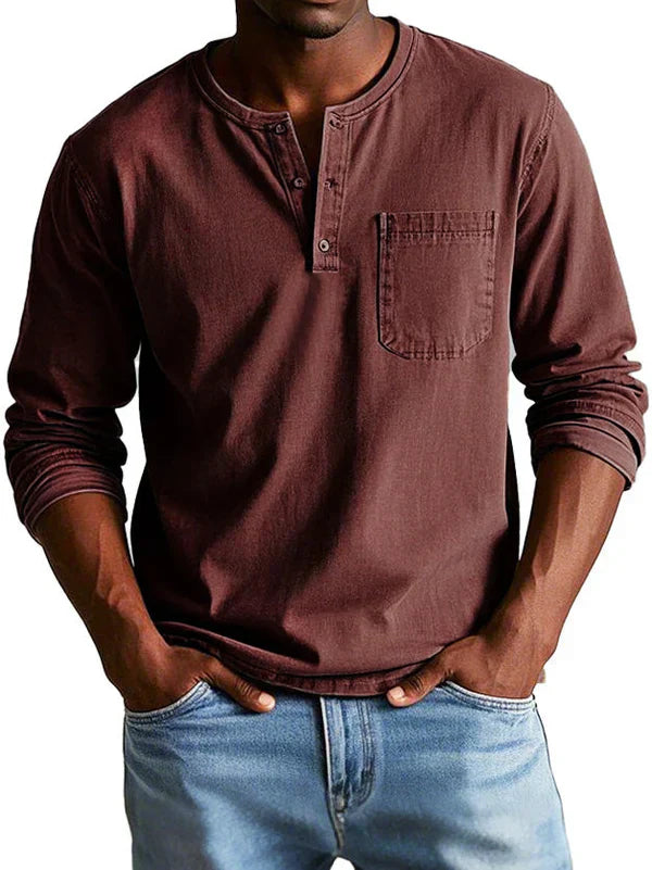 Herren Langarmshirt Henley - Lässig, vielseitig, komfortabel