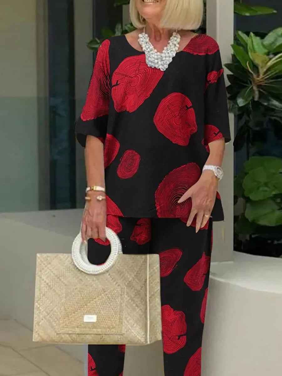 Zweiteiliges Ensemble mit Elegantem Kreis-Muster