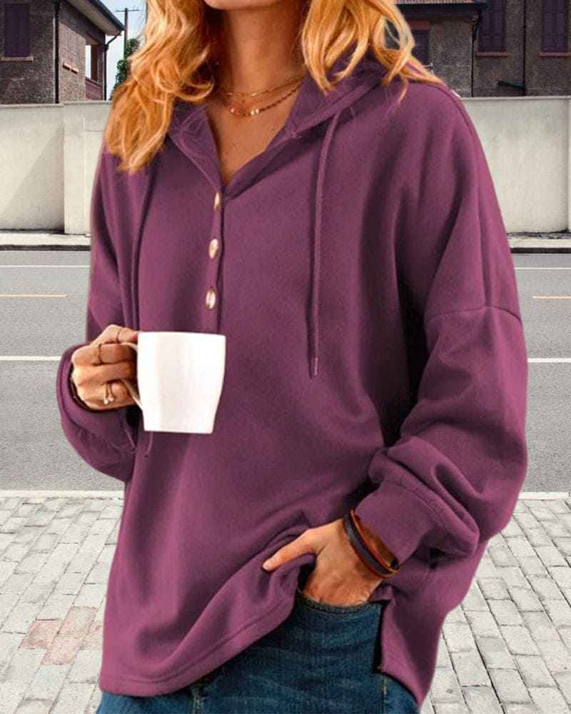 Eleganter Damen-Kapuzenpullover mit stilvollen Knöpfen