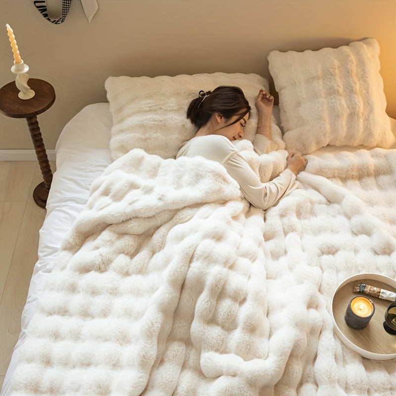Bubble-Fleece Kuscheldecke - Plüschige Weiche Couchdecke