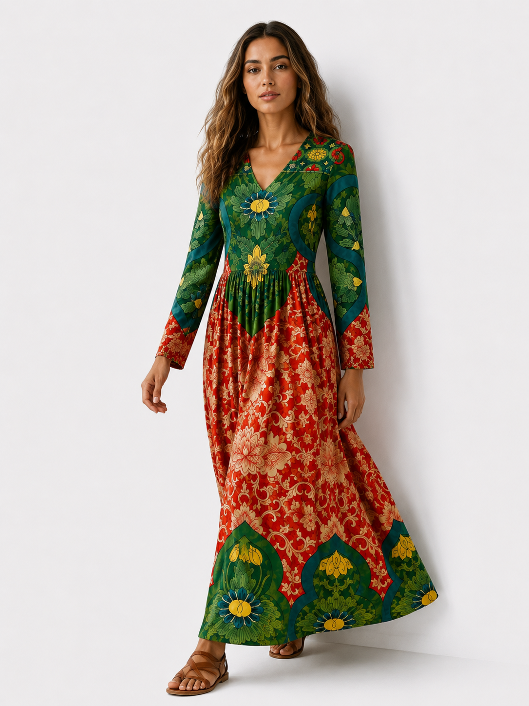 Vintage-Print-Kleid mit Retro-Charme Damen