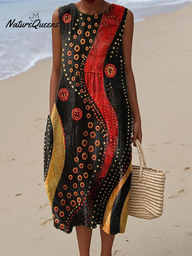 Naomi | Elegantes und auffälliges Brandfarlige Rhythmus-Kleid für alle Anlässe - Roborro