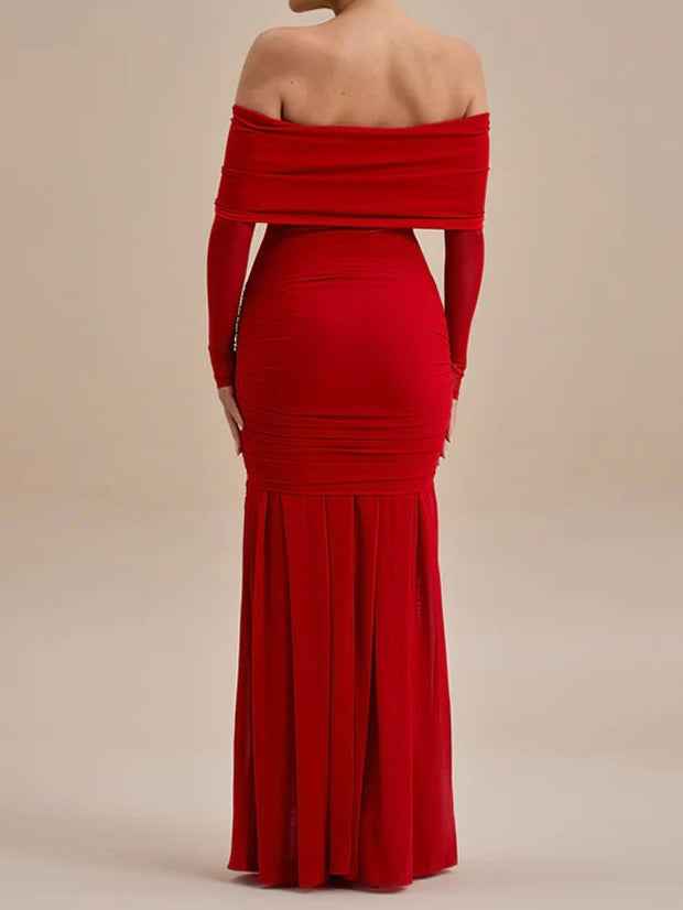 Hierro Longarm-Einkleid mit einem Schulter und elegantem Falten in Unifarbe