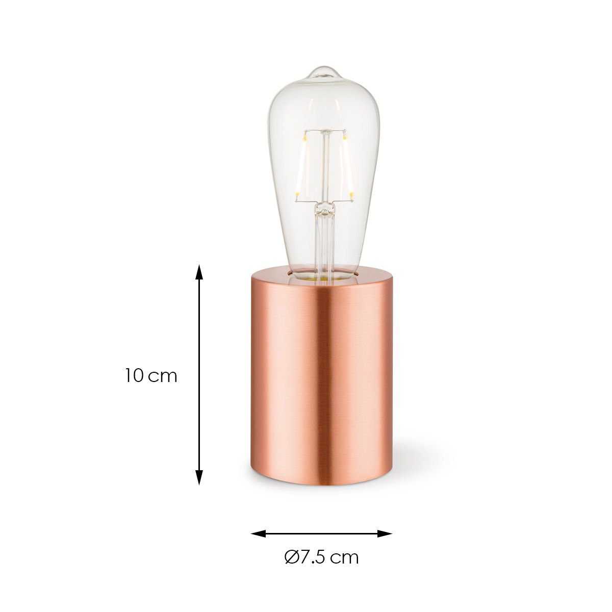 Industrie-Tischlampe im runden Design "Home Sweet Home" aus Kupfer – Elegante, schlichte Ausführung, Größen 7,5/7,5/10 cm