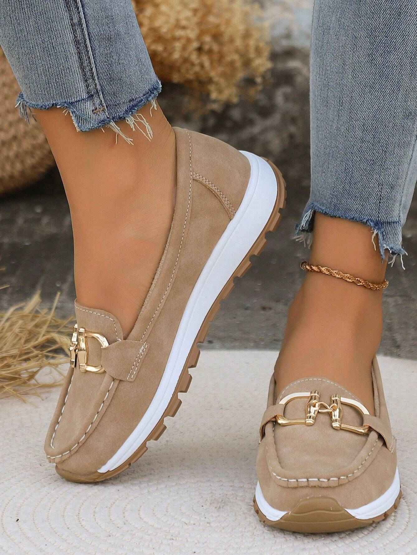 Sophisticated Buckle-Detail Flat Loafers