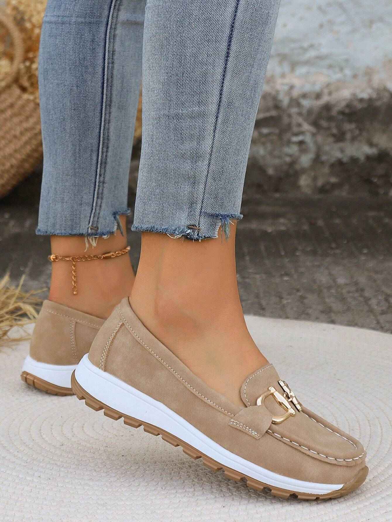 Sophisticated Buckle-Detail Flat Loafers