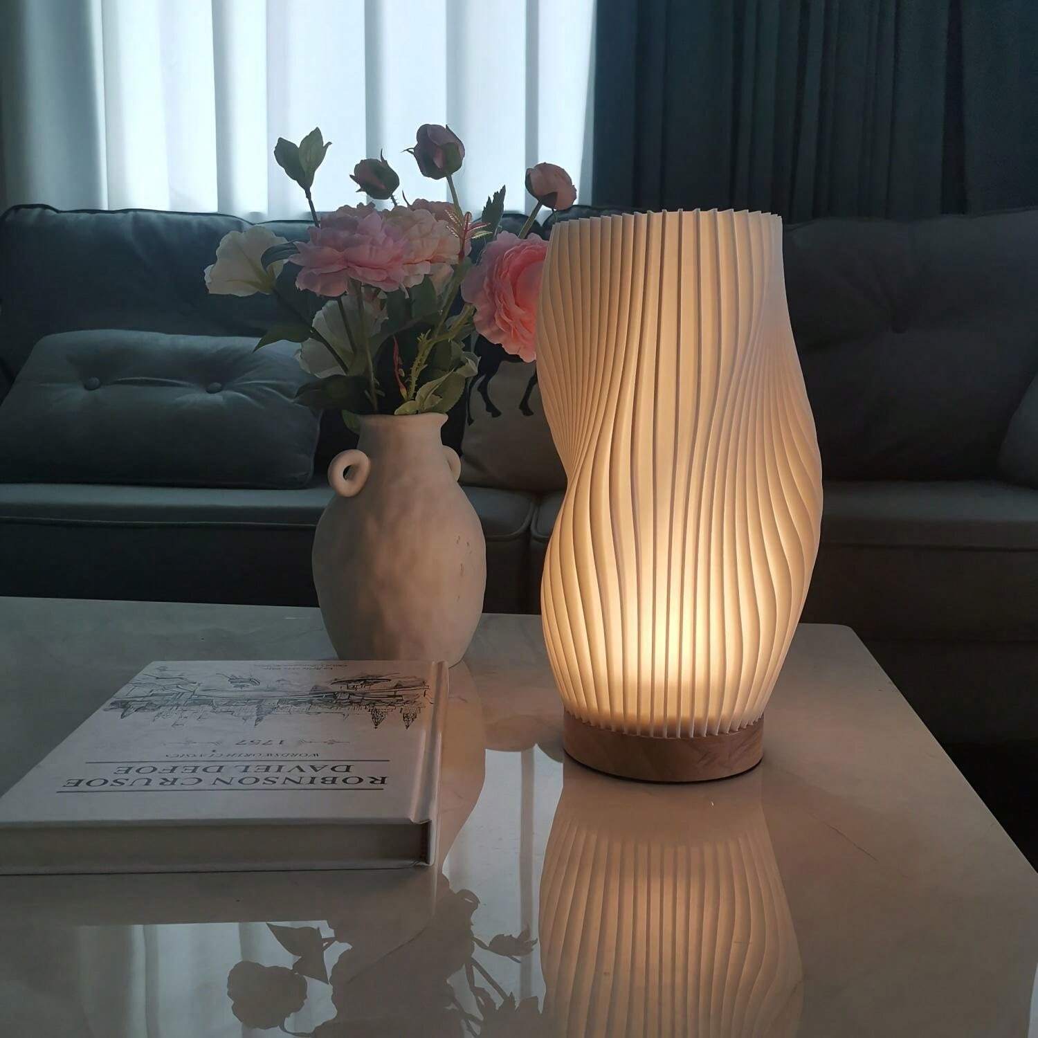 Wellenkamm-Lampe - Einstellbare Helligkeit mit Wellenmuster, modernes schickes Dekor für Ihr Zuhause