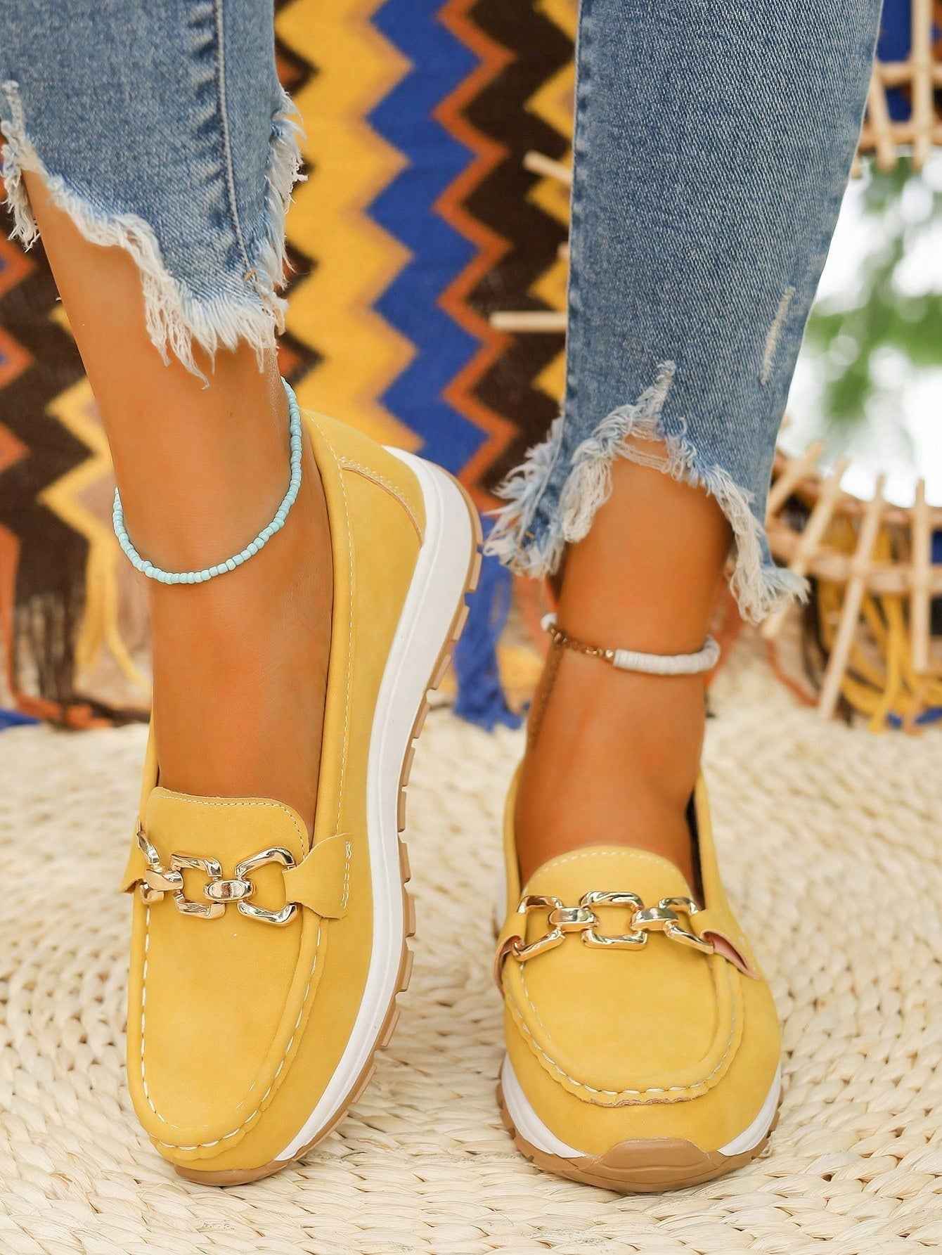 Sophisticated Buckle-Detail Flat Loafers