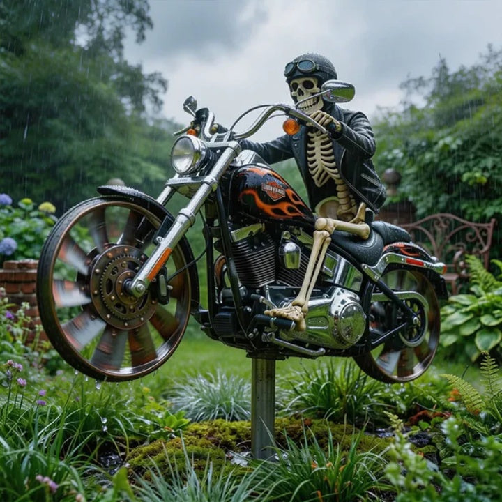 Skelett-Reiter Motorrad Garten-Windspinner