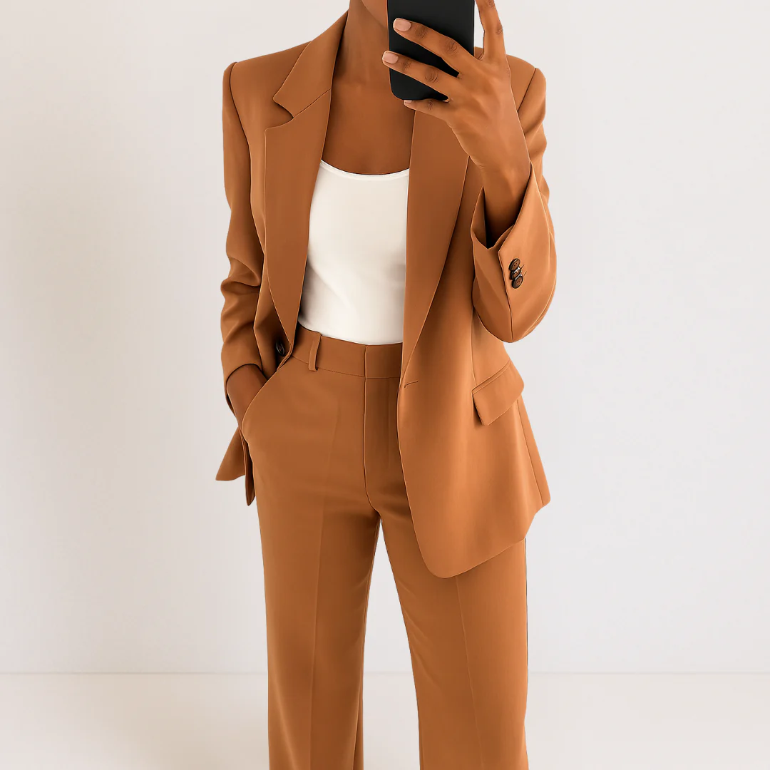 Modekate Kleidung mit eleganter Blazer und kühnen Streifenakzenten