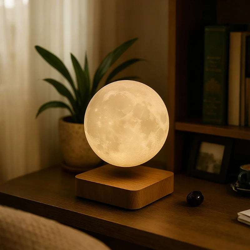 EtherealOrbit Schwebe-Lampe – Magnetisch Schwebendes Mond & Saturn Licht