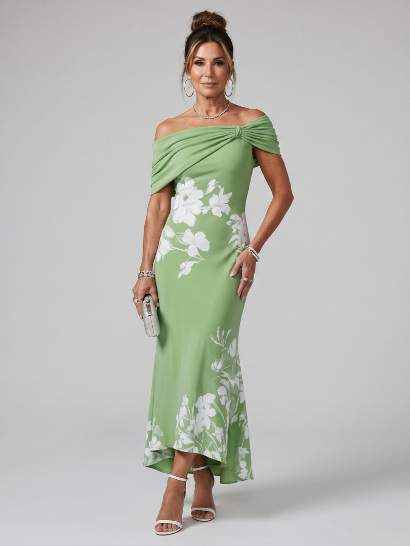Evelina | Schulterfreies Midikleid