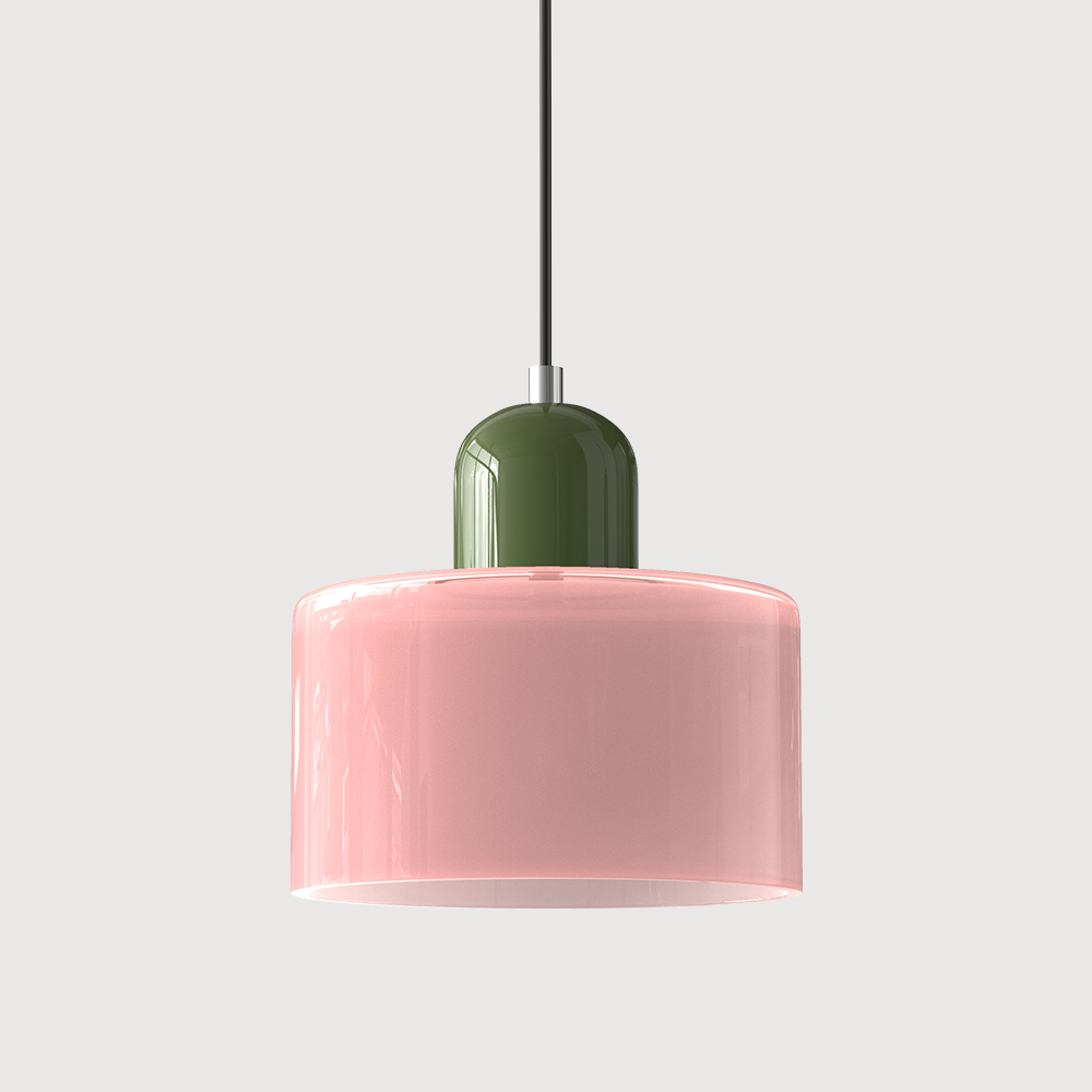 Bunte Glas-Bauhaus-Hängeleuchte – Retro Statement