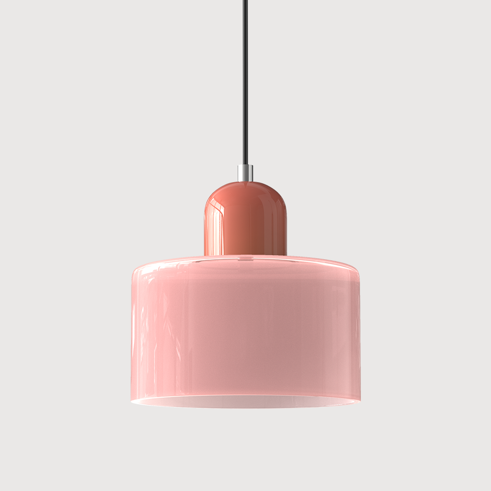 Bunte Glas-Bauhaus-Hängeleuchte – Retro Statement