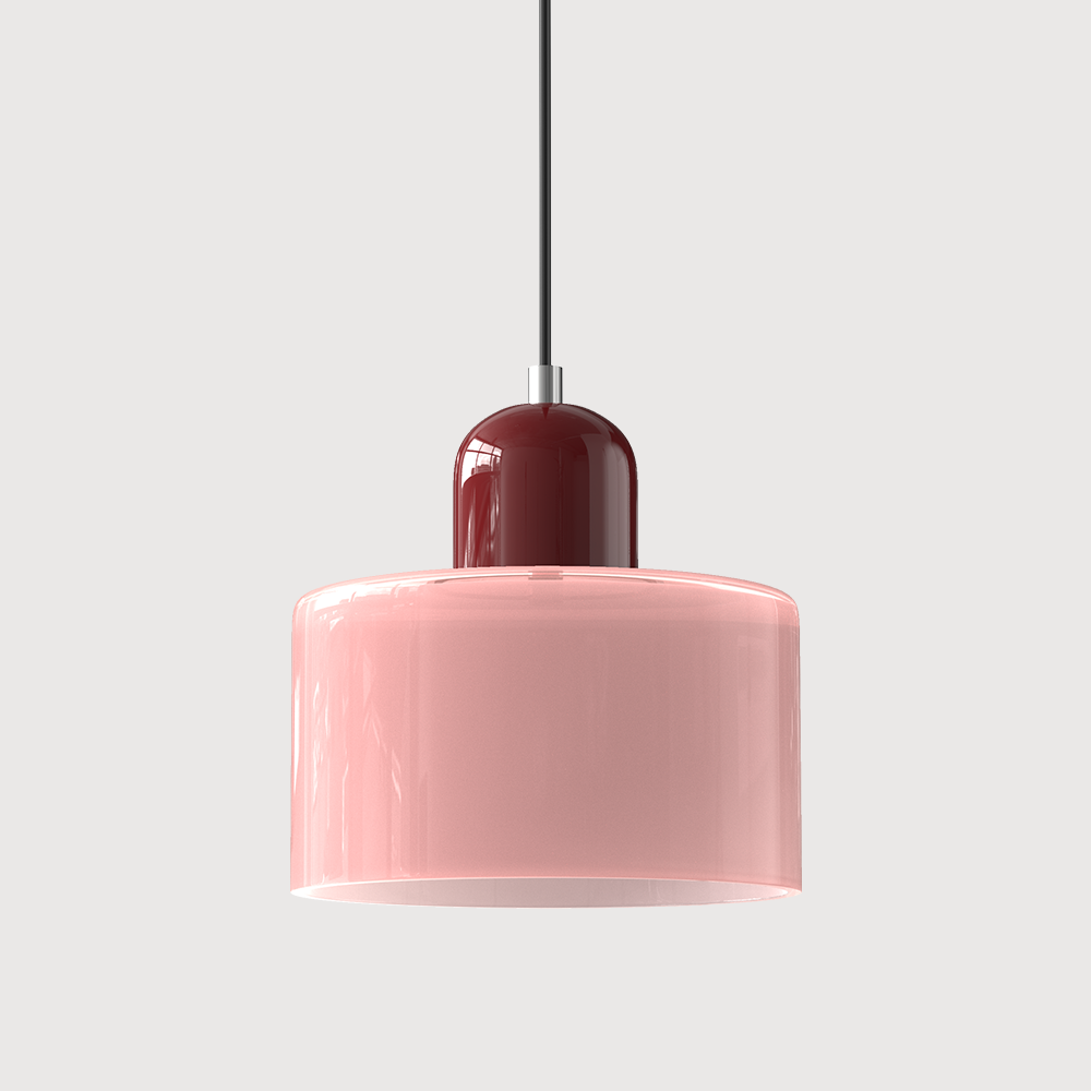 Bunte Glas-Bauhaus-Hängeleuchte – Retro Statement