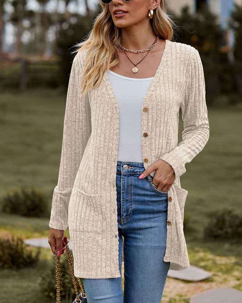 Elegante Damen-Langarm-Strickjacke für stilvollen Komfort