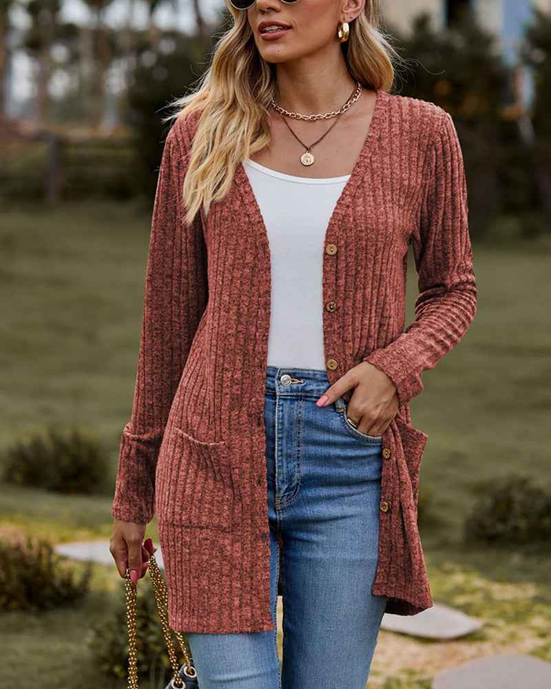 Elegante Damen-Langarm-Strickjacke für stilvollen Komfort