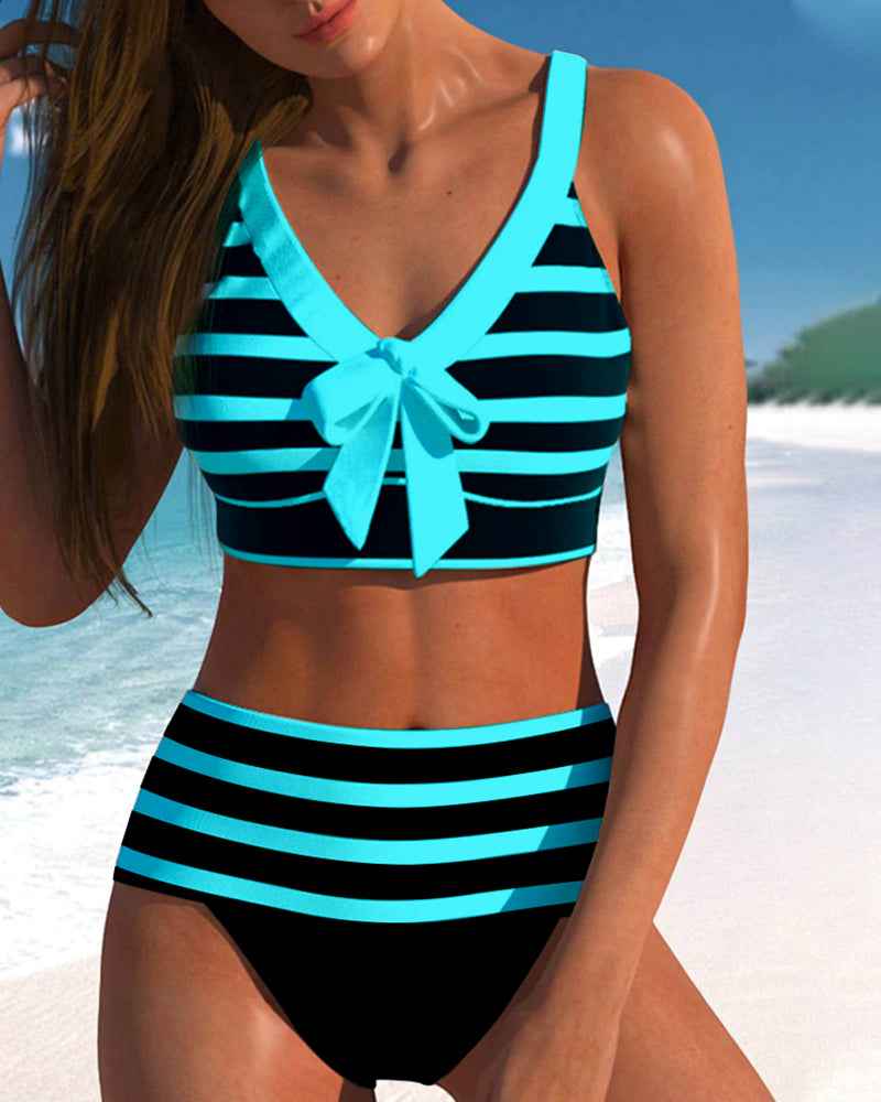 Muse® | Gestreifter Bikini mit hohem Bund