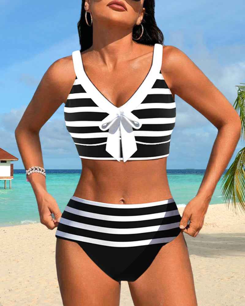 Muse® | Gestreifter Bikini mit hohem Bund