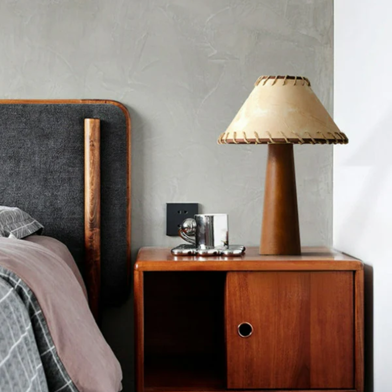 Calyra - Warme Holz-LED-Tischlampe im Wabi-Sabi Japanischen Rustikalen Stil