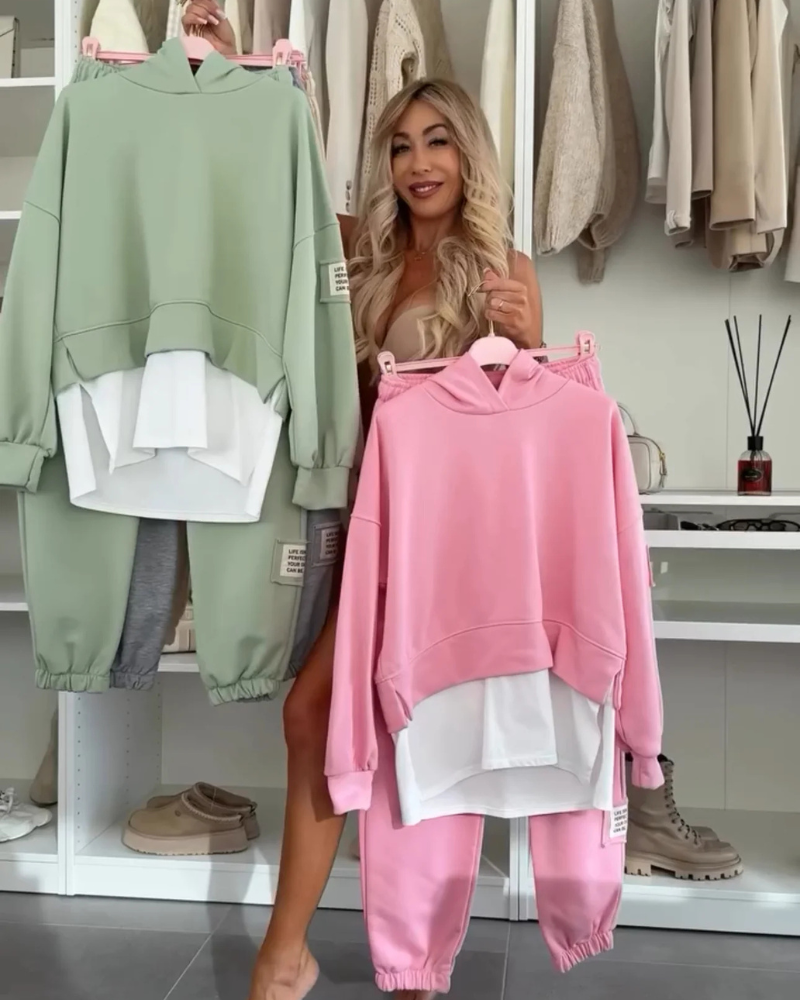 Bequemes Set aus Strick- und Hosen für einen perfekt lässigen Look