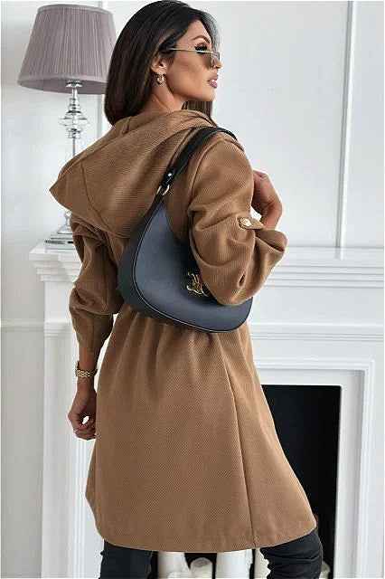 Eleganter Trenchcoat mit Kapuze und Gürtel
