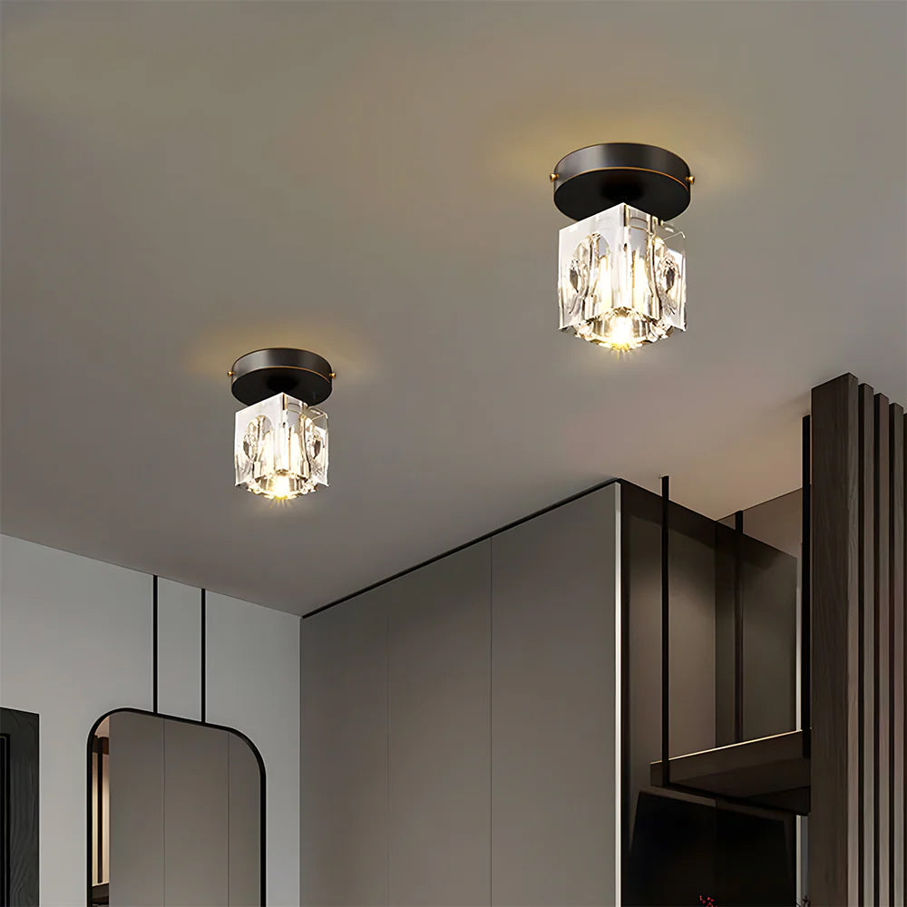 Geometrische Kristall-Deckenlampe - Modernes Schwarz- oder Gold-Finish