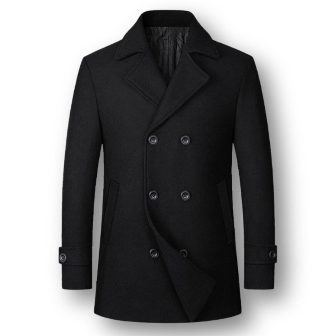 Cappotto elegante doppiopetto in lana premium – stile classico e comfort di prima classe