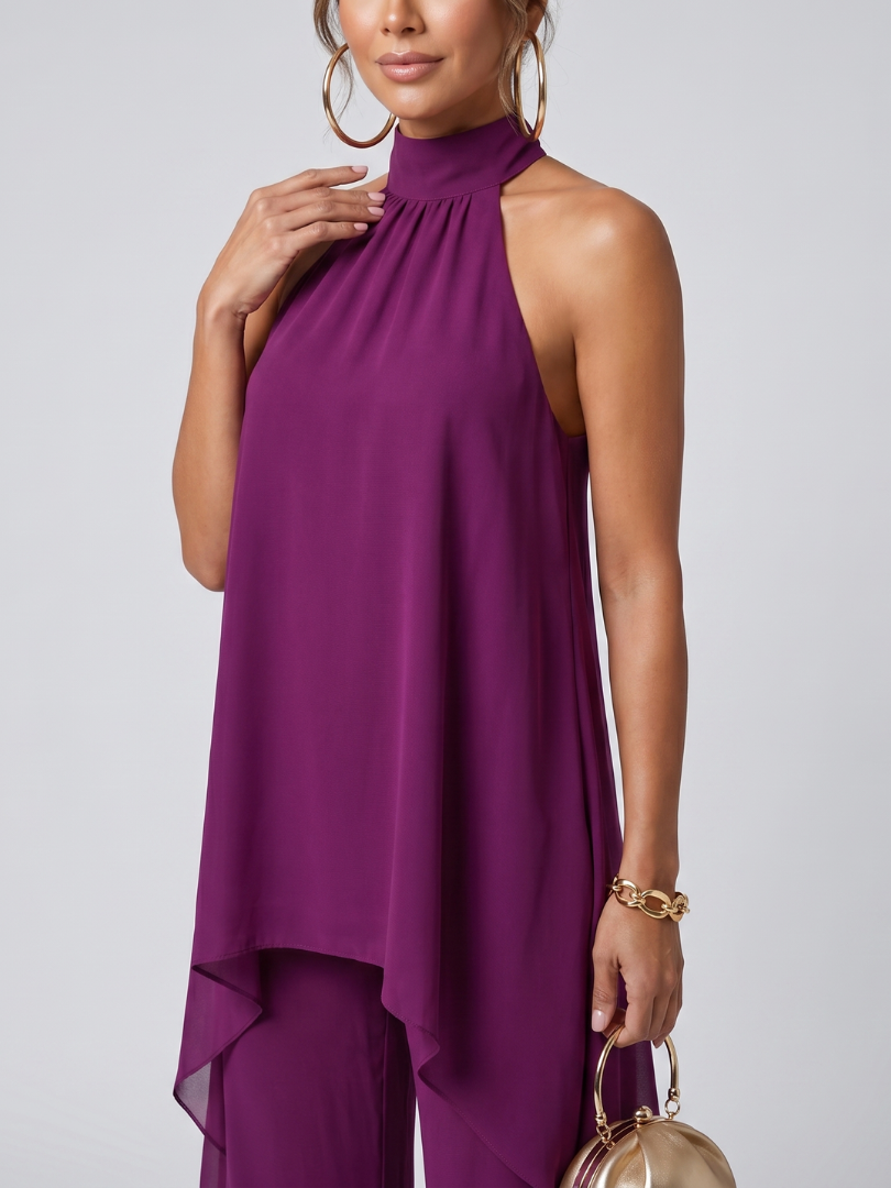 Zareen | Asymmetrisches Tunika-Oberteil mit weitem Bein und Hosen-Set
