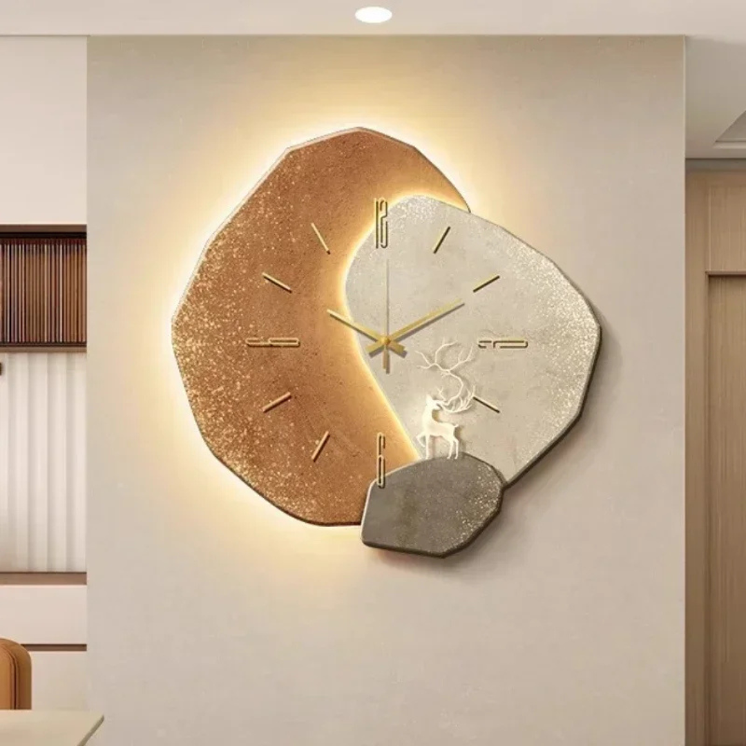 Holz-Wanduhr mit LED - Natürliches & Stilles Design