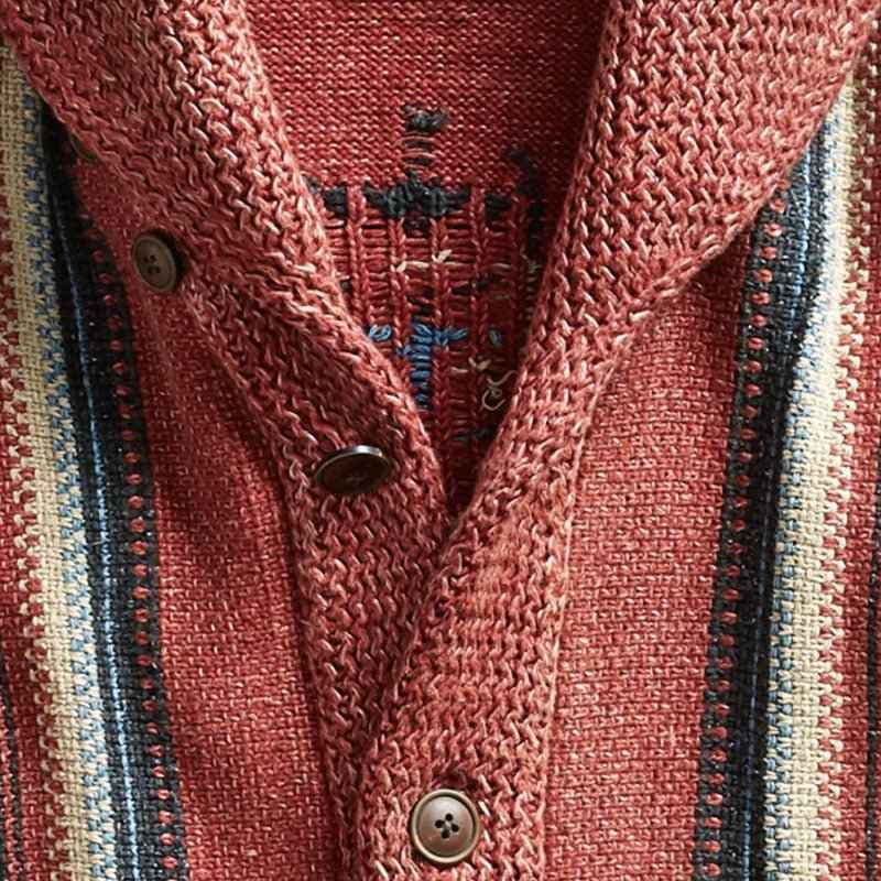Adrian Vintage Jacquard-Strickcardigan mit Revers