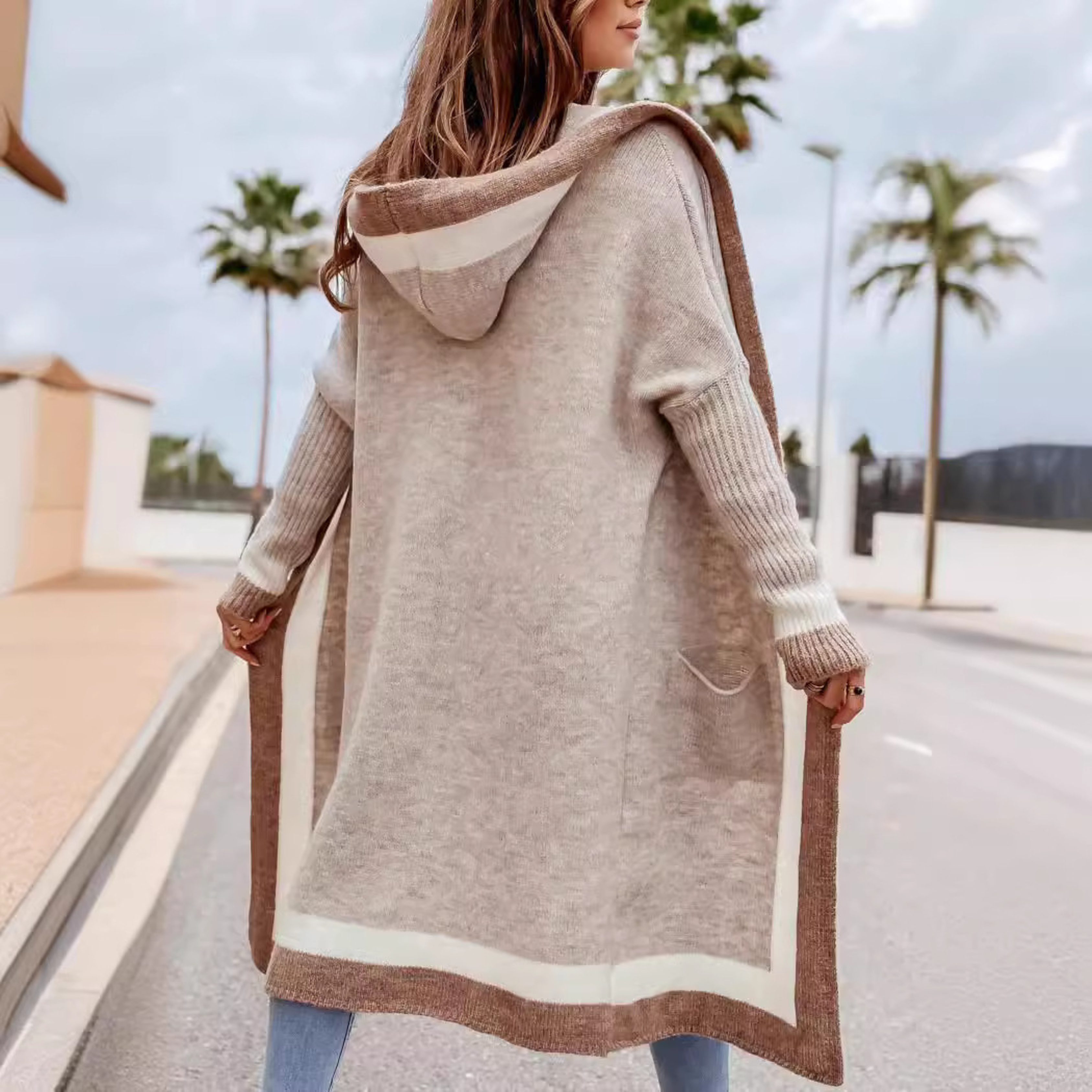 PLATO™ Casual Cardigan mit Kapuze – Oversized, Offene Front, Gemütliche Passform