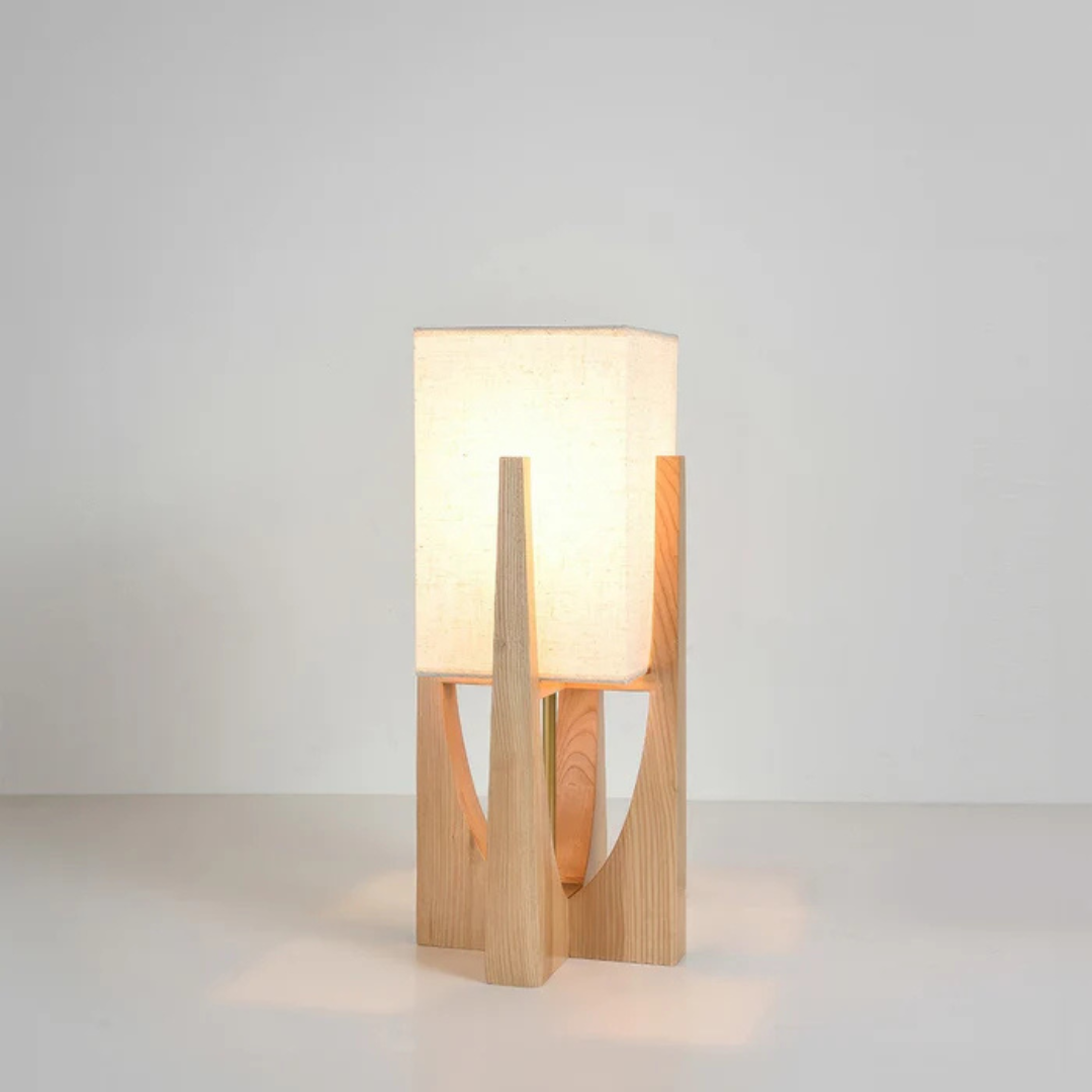 Luxora - Elegante Japanischer Stil Stehleuchte mit warmem Holzfinish