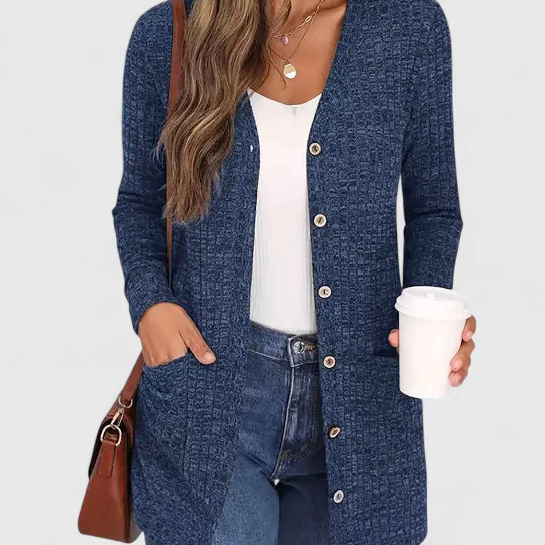 Lindsey - Bequemer V-Ausschnitt Cardigan für einen eleganten und lässigen Stil