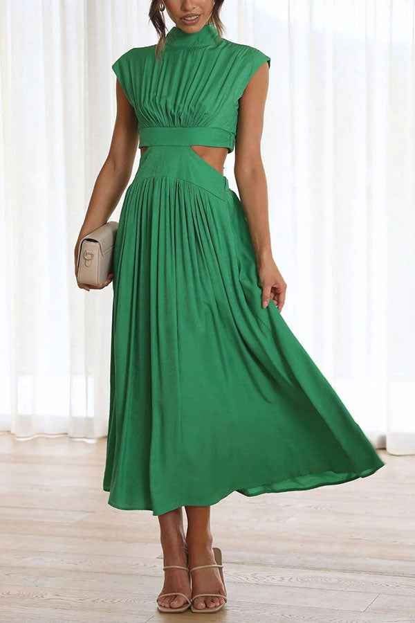 Quincy | Elegantes Midikleid mit Cut-Out-Detail und Taschen