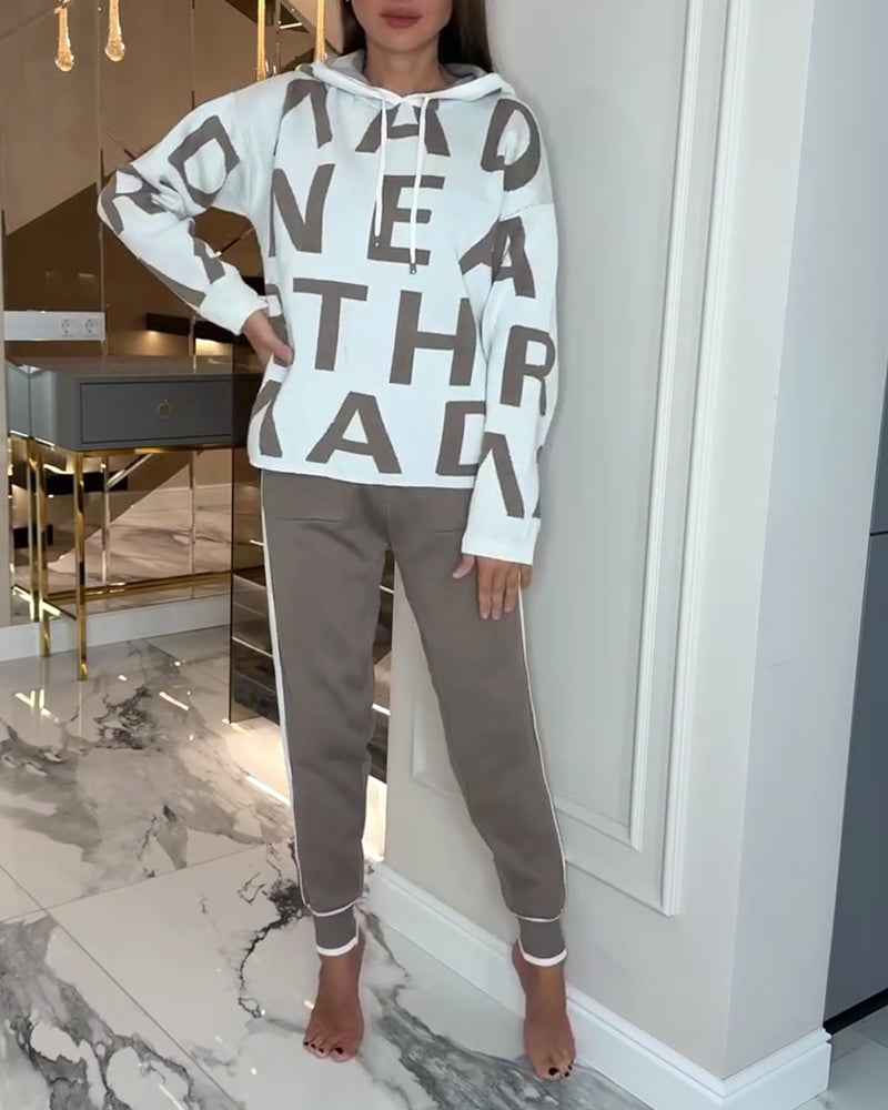 Modischer Kapuzenanzug mit Buchstaben-Design – die perfekte Wahl für stylische Outfits