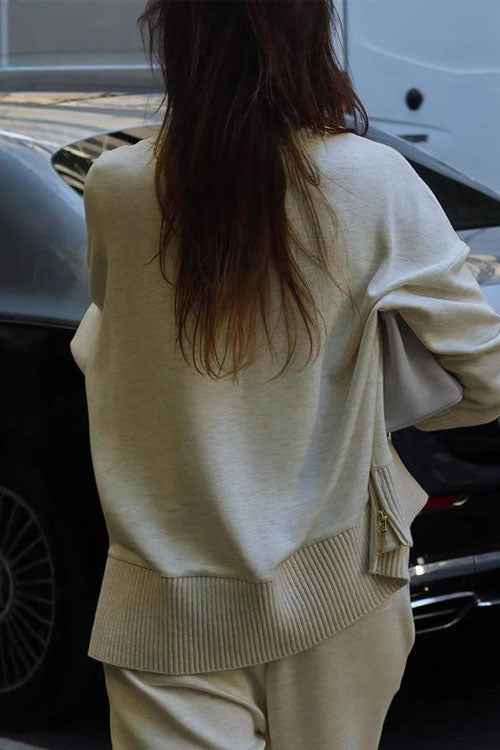 Long Sleeve Sweatshirt Casual Pocket Trousers Two-piece Set