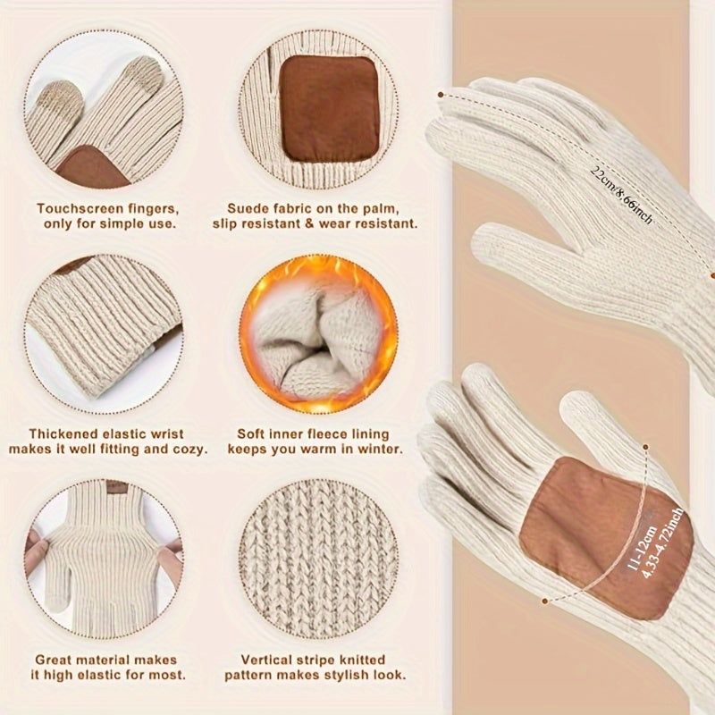 3-in-1 Winterset - Strickmütze, Schal und Touchscreen-Handschuhe