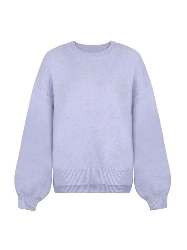 KIARA™ - Women's Drop Shoulder Split Hem Round Neck Sweater
