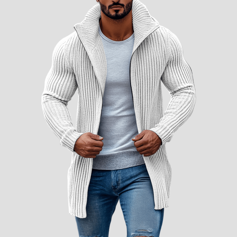 Julian gestreifter Strickcardigan mit Stehkragen – Mühelos chic, unverzichtbarer Alltagsbegleiter